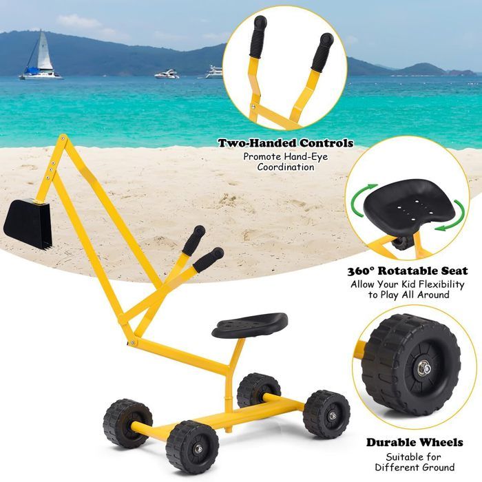 DREAMADE Excavatrice Électrique Enfant, Jouet Bulldozer avec Volant