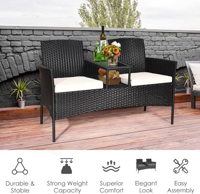 SEWACC Mini banc de jardin pour maison de poupée, canapé miniature avec coussins, décoration de maison de poupée en bois pour bricolage, artisanat, décoration d'intérieur, accessoires de photomaton
