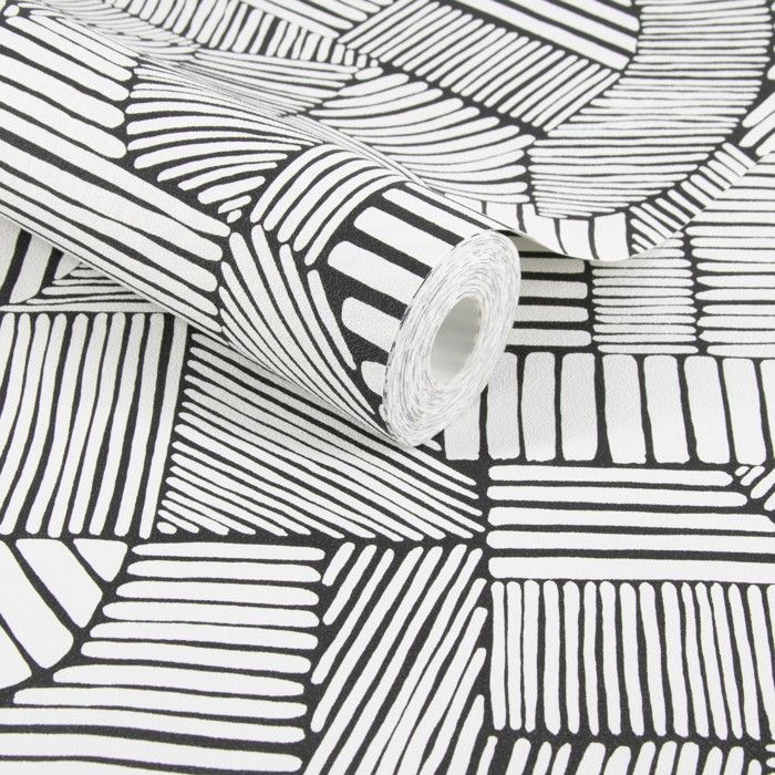 Papier peint Intissé Ninon 1005 x 52cm Noir, Blanc - Cdiscount Bricolage