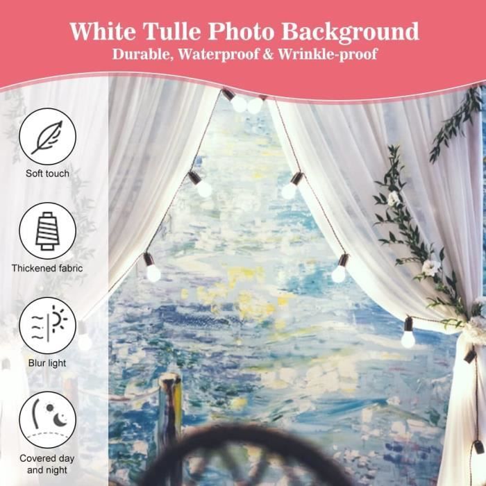 BEELUKY Mariage Arche Tenture 75x800 cm Voilage Drapés avec 22m Rubans pour Décoration de Mariage Cérémonie Fête Rideau de Gaze Champagne