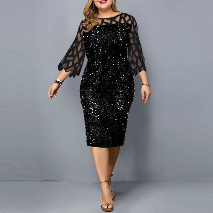 Robe Femme Grande Taille a Paillettes KJEHOME jianchu