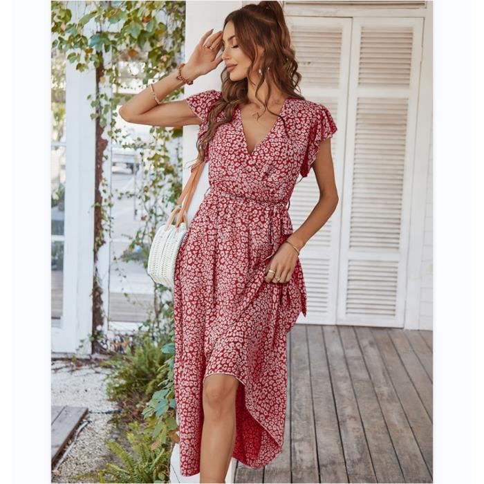 Robe fluide bordeaux best sale