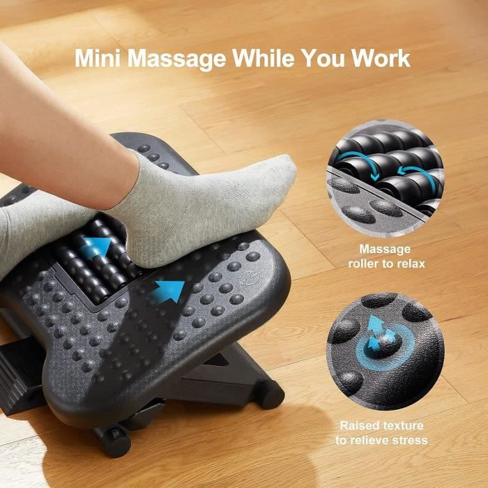 Repose-pieds Ergonomique Réglable 6 Hauteurs - Avec Massage, Antidérapant, Pour Bureau Et Maison