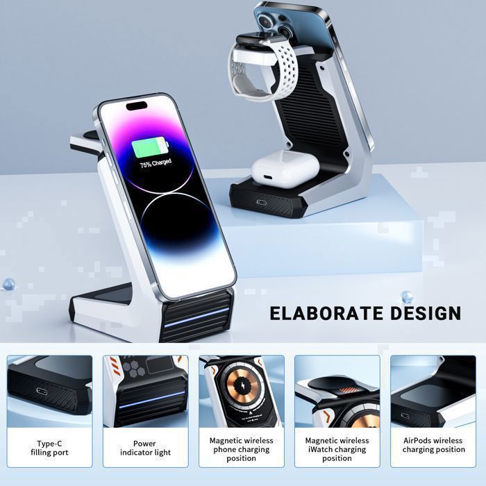 Chargeur Induction Magsafe 15W Rapide Pour IPhone 16/15/14/13/12 - Compatible AirPods - Avec Fonction Positionnement Magnétique