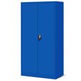Armoire à Outils TC02AM Armoire Meuble d'atelier avec tiroirs Portes battantes 3 étagères 185 x 92 x 50 cm (Bleu)-3