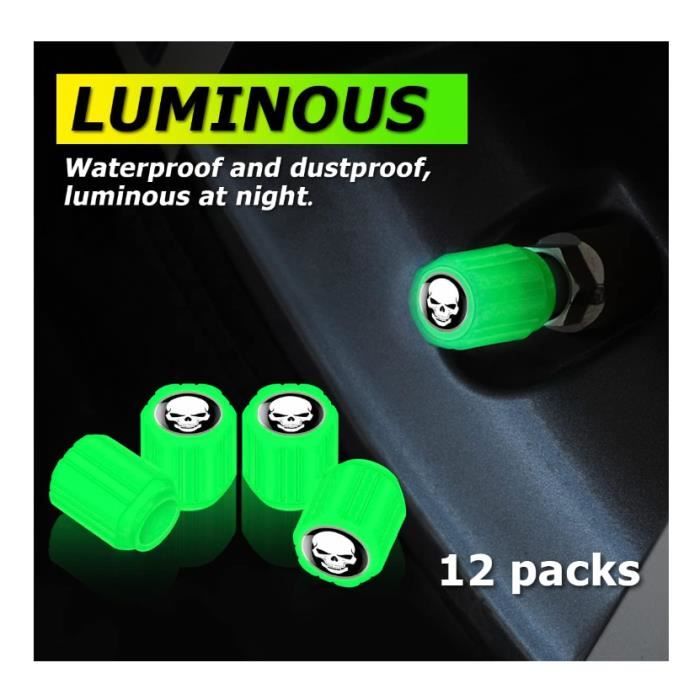 Lot De 12 Bouchons Valve Pneu Voiture Fluorescents, Bouchons De Tige De Valve De Pneu De Voiture Lumineux Universels Capuchon Anti Poussiere De Voiture Pour Auto Suv Moto Camion 91946296
