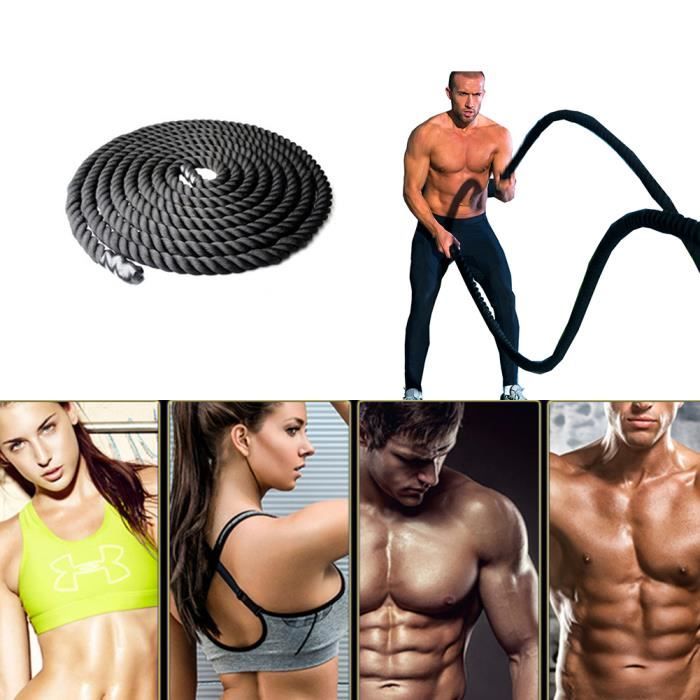Corde ondulatoire fitness musculation - 9 m x 38 mm PowerShot - Fitness et  musculation - Accessoires - Équipements