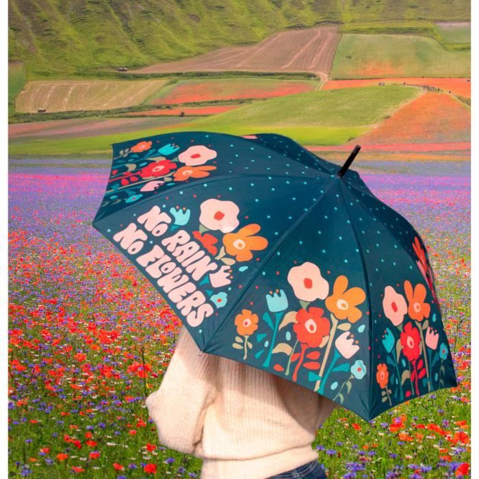 Grand parapluie No rain no flowers. Parapluie pliable et automatique avec  bouton. Parapluie robuste avec des fleurs. 106Ø – FISURA Multicolore -  Cdiscount Bagagerie - Maroquinerie