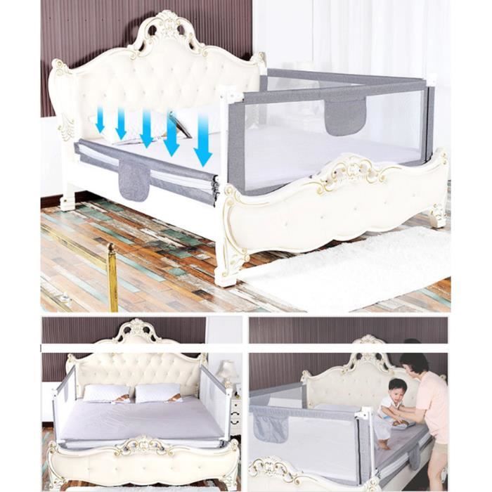 Hengda Barrière De Sécurité De Lit D'enfant Gris 120x45 Cm,réglable En