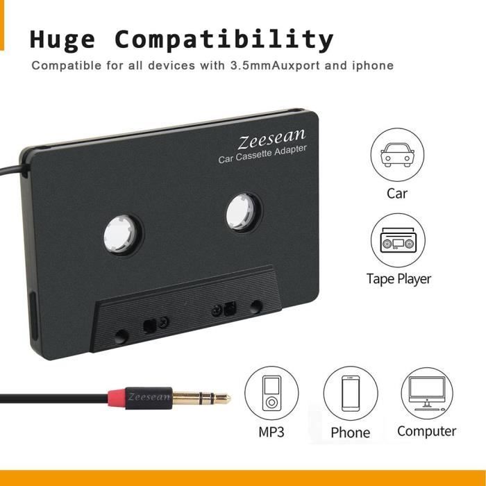 Amdohai Adaptateur Cassette BT pour Voiture avec Cassette Audio Sans Fil  Stéréo vers Adaptateur Audio pour Smartphone Convertisseur de Bande Audio 