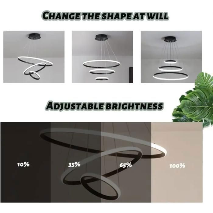 Lustre Suspension Papillon LED 48W - Télécommande, Dimmable, 3 Températures De Couleur, Diamètre 68cm