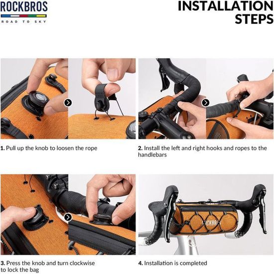 ROCKBROS Sacoche Guidon Vélo 1,5L - Sac Cintre VTT Avant Portable Avec Bandoulière, Réfléchissant Et 3 Sangles Pour Vélo Route Et VTT (Bleu)