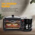 Mini Machine à petit-déjeuner multifonctions - HB051 - Four électrique - Grille-pain - Machine à café - Noir-0