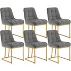 WOLTU Chaise Salle à Manger, Lot de 6, Chaise Salon en Velours Rembourrée, Structure Métallique Forme d'arc, Gris Foncé W0ATT0532-6