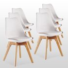 Chaises Scandinaves LIFE INTERIORS - Lorenzo - Pieds en Bois - Lot de 6 - Blanc