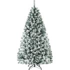 COSTWAY Sapin de Noël 180CM 600 Branches à Flocons de Neige Matière PVC avec Charnières,Support Métallique Diamètre 90cm