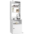 COSTWAY Table de Chevet avec 5 Étagères et Armoire, 2 Prises & 2 Ports USB, pour Salon, Chambre, Bureau, 45 x 36 x 140 cm, Blanc