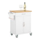 SoBuy® FKW13-WN Desserte Chariot de cuisine de service roulant, Meuble Armoire de rangement cusine sur roulettes L66cmxH90cmxP46cm
