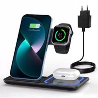 Chargeur Induction 3 en 1 for iPhone 15/14/13/12/Pro/Max/Plus, Apple Watch Ultra 9/8/7/6/5/4/3, AirPods 3/2 Pro, Station de Charge