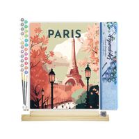 Figured'Art Peinture par Numéro Adulte Affiche Vintage Paris 2 - Kit DIY Numéro d'Art - 40x50cm avec châssis en bois à monter