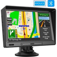 AWESAFE GPS Navigateur 9 pouces pour Voitures et Camions, avec Pare-soleil et Bluetooth, Mises à jour de la carte Europe à Vie
