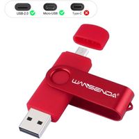 Wansenda OTG Clé USB 256Go USB 2.0 pour Android/PC/Mac,Rouge
