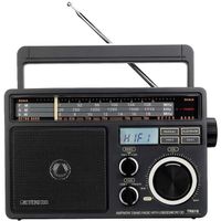 Retekess TR618 Radio Portable FM AM SW Radio Analogique à Ondes Courtes SD-TF Carte, avec Prise de Casque (Gris Foncé)
