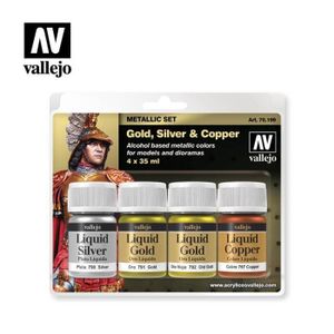 ACCESSOIRE MAQUETTE VALLEJO - Set De Peinture Metallic Set Gold Silver