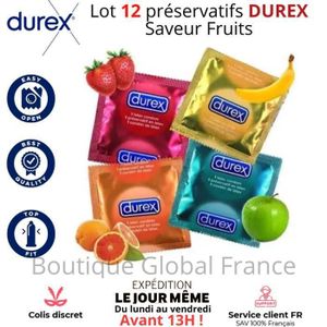PRÉSERVATIF 12 Préservatifs Durex Parfumés Fruités Fraise Bana
