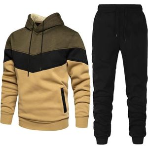 Ensemble Jogging Homme  Coton Molletonné, Capuche, Manches Longues Couleur  Noir Taille (38-40)