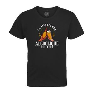 T-SHIRT T-shirt Enfant Noir La Meilleure Alcoolique du Mon