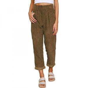 Pantalon Femme Velours Côtelé - Coupe Droite, Taille Haute - Confortable Pour Automne/hiver, Avec Poches