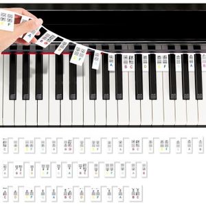 PIANO Autocollants De Piano,Autocollants Clavier Piano Pleine Grandeur 88-61 Touches En Silicone Pas Besoin De Coller Barres De No[J427]