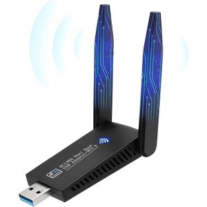 CLE WIFI - 3G Clé WiFi, 1300Mbit-s Clé WiFi pour PC, Clé USB WLAN (5,8GHz - 2,4GHz) Adaptateur USB WiFi, Dual Antennes Clé WiFi 5dBi, A247