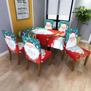 salle à manger Pour cuisine Wyi Lot de 4 housses de chaise en forme de bonnet de Père Noël Motif bonhomme de neige rouge Décorations de Noël Non tissées