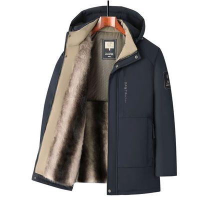 CMTOP Manteau Homme Hiver Long à Capuche Puffy - Parka Épaisse Chaude Zippée Avec Poches, Doudoune Décontractée Longue Hooded