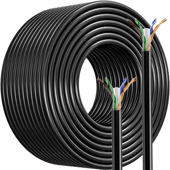 Câble Ethernet CAT6 100m Blindé - FTP 23AWG Pour Extérieur/intérieur - Gigabit 250MHz - Blanc