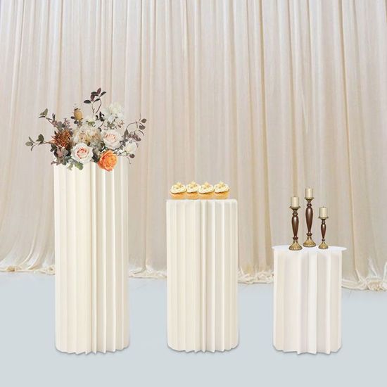 Colonne En Carton Pliable Pour Vase Centre De Table - Hauteur 60cm, Diamètre 30cm - Noir - Pour Mariage, événement