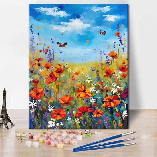 Kit Peinture Par Numéros Adulte - Gnome Avec Légumes 40x50 Cm, Avec Pinceaux Et Peintures Acryliques