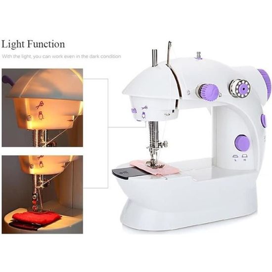 Machine à Coudre Electrique Mini Et Légère - Double Fil, Lumière LED, Parfaite Pour Débutants Et Petites Réparations (Rose)