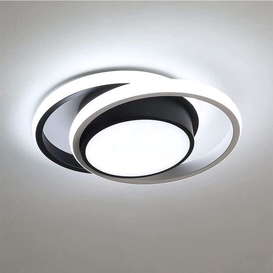 Plafonnier salle de bain LED carré BRICE (H18cm) en aluminium noir