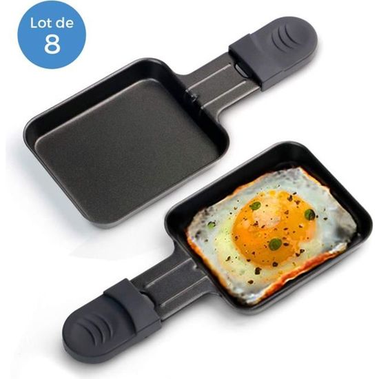 Lot De 4 Poêlons Triangulaires Pour Raclette | Anti-adhésif, Poignée Anti-brûlure | + 4 Spatules En Nylon | Faciles à Nettoyer