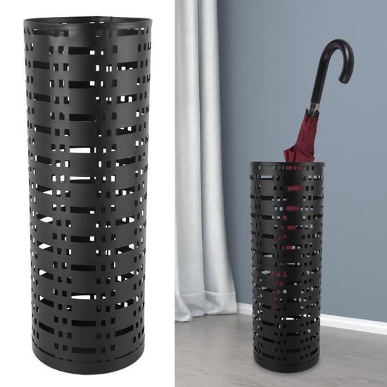 Porte-parapluie En Métal Rond En Style Moderne Avec Sculpture, Porte Parapluie Design Sur Pied , Porteparapluies Avec Crochets Pour Entrée Maison Bureau Hôtel,15×15×42 Cm(Blanc