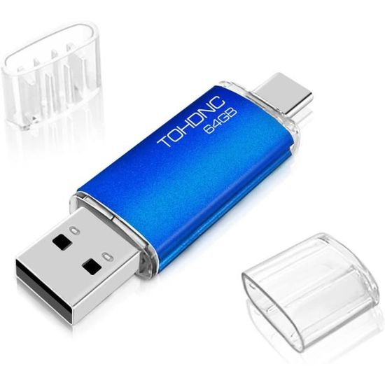 Lot de 2 Clé USB 64Go, Flash Drive 64Go Pendrive USB 2.0 Mémoire Stick Clef  USB Mini Clef USB pour PC, Tablette (Noir)