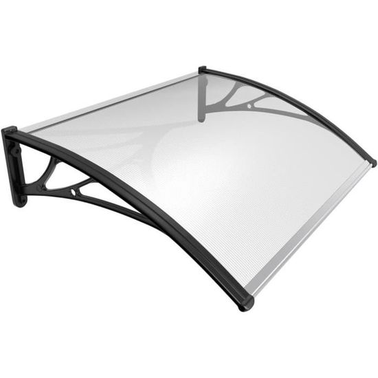 Auvent De Porte En Aluminium Et Polycarbonate - 100x120 Cm - Protection Pluie, Neige Et UV