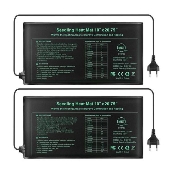 Tapis Chauffant Reliables Lot 4 Lot De 4 Tapis Chauffants Pour Semis 25.4x52.7cm - 21W, étanches IP67, Reliables, Pour Germination Et Culture Hydroponique Serre Chauffante Pour Semis