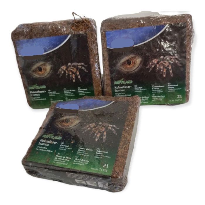 2 litres X3 de fibres de noix de coco compressé reptiles et amphibiens.