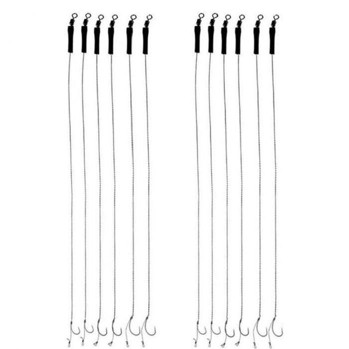 Pêche à la carpe Rigs cheveux Kit anti-noeud en acier inoxydable Barbless pêche de la carpe Tackle 12PCS