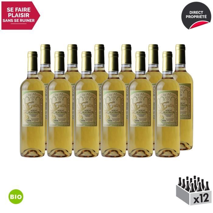 Muscat de Rivesaltes Satin Blanc 2018 - Bio - Lot de 12x75cl - Domaine Clos Mané - Vin Doux AOC Blanc du Languedoc - Roussillon -