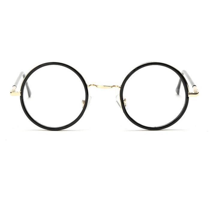 Monture de lunettes à monture ronde Montures optiques myopes-Noir + or